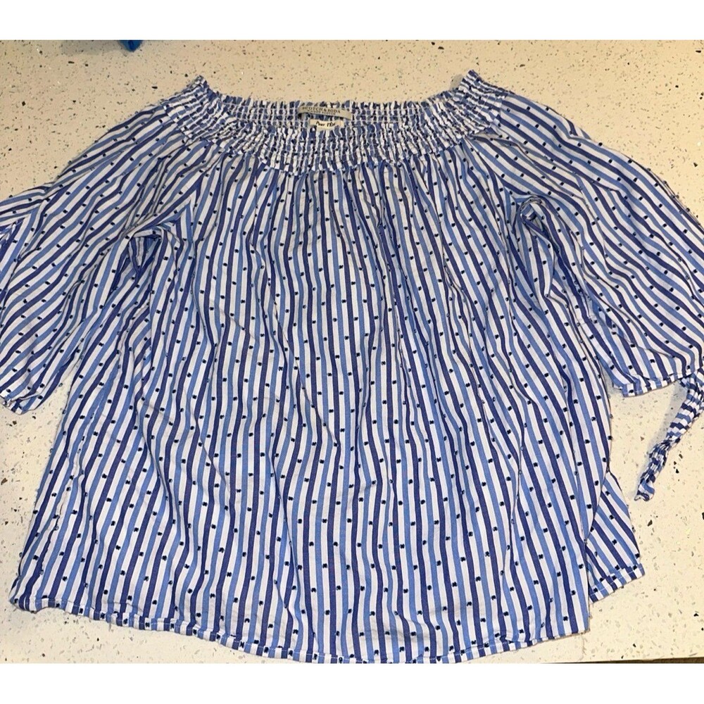 Scotch and soda blue ruffle top